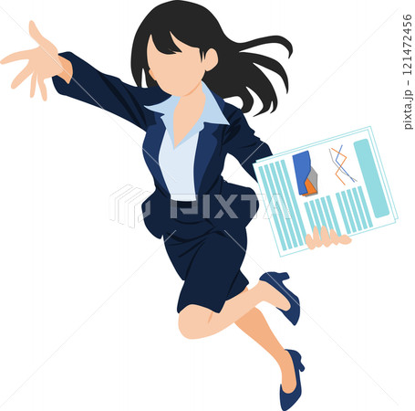 資料を投げるビジネスウーマンのイラスト 121472456