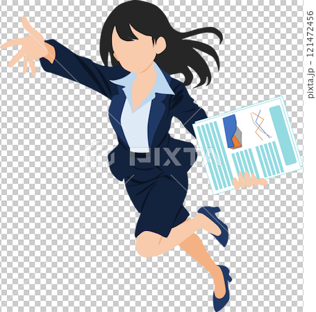 資料を投げるビジネスウーマンのイラスト 121472456