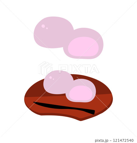 桜まんじゅう(桜あん)の手描きカラーイラストセット 桜まんじゅう(桜あん)の手描きカラーイラストセット 121472540
