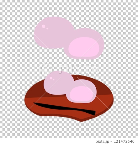 桜まんじゅう(桜あん)の手描きカラーイラストセット 桜まんじゅう(桜あん)の手描きカラーイラストセット 121472540