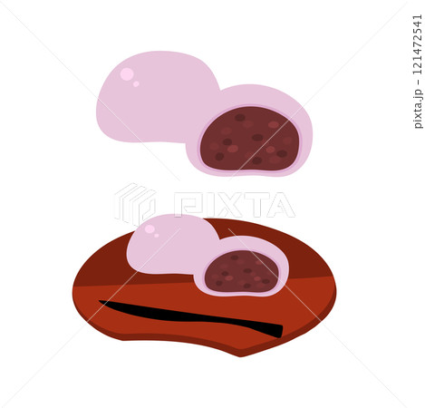 桜まんじゅう(つぶあん)の手描きカラーイラストセット 桜まんじゅう(つぶあん)の手描きカラーイラストセット 121472541