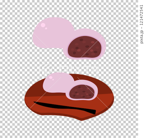 桜まんじゅう(つぶあん)の手描きカラーイラストセット 桜まんじゅう(つぶあん)の手描きカラーイラストセット 121472541