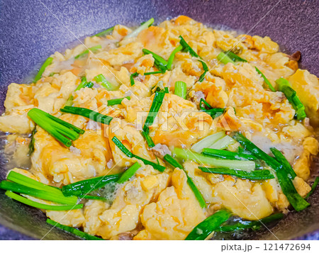 Thai food - Omelet soup with minced pork. 121472694