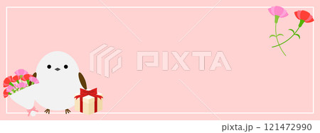 かわいいシマエナガと母の日のバナー 121472990