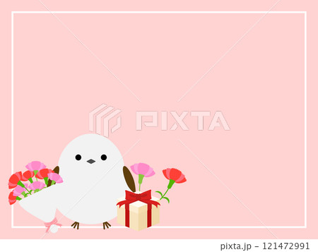 かわいいシマエナガと母の日の背景 121472991