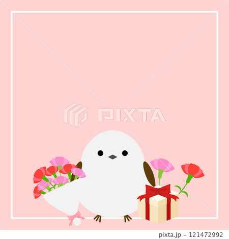 かわいいシマエナガと母の日の背景 121472992