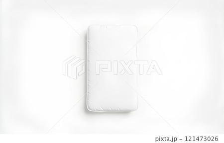 Blank white rectangle crib sheet mockup, gray background. 121473026