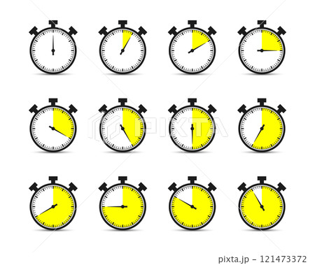 Set of timer, Stopwatch icons isolated. Vector illustration 121473372