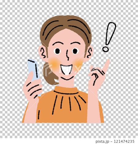 拿著智慧型手機說話的女人的上半身 121474235