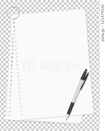 A set of loose leaf paper and ballpoint pen held together by a card ring, plain A set of loose leaf paper and ballpoint pen held together by a card ring, plain 121474520