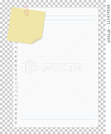 Clipped notepad and loose leaf paper, lined 121474598