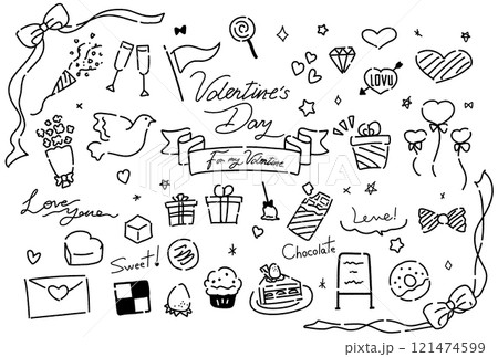 バレンタイン 手書き あしらい 121474599