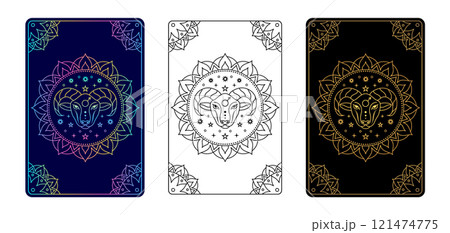 Tarot card with Aries zodiac style.  121474775