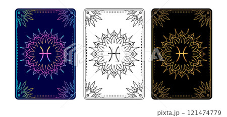 Tarot card with Pisces zodiac sign. Tarot card with Pisces zodiac sign. 121474779