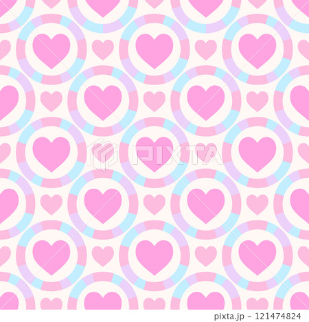 Seamless pattern with pink hearts  121474824