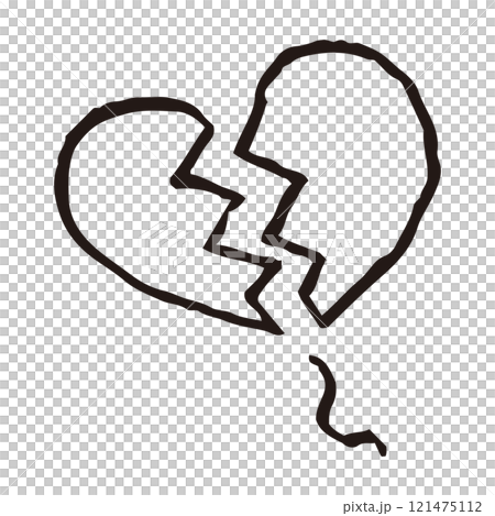Hand-drawn broken heart symbol Hand-drawn broken heart symbol 121475112