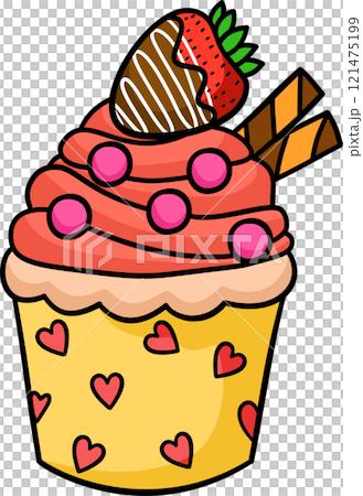 Cute cupcakes in Valentines illustration by hand drawn. Cute cupcakes in Valentines illustration by hand drawn. 121475199