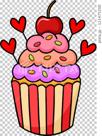 Cute cupcakes in Valentines illustration by hand drawn. Cute cupcakes in Valentines illustration by hand drawn. 121475200