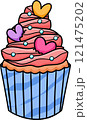 Cute cupcakes in Valentines illustration by hand drawn.	 121475202