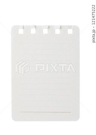 Torn Notebook Page with Lined Paper on White Background 121475222