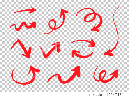Vector brush pen handwritten arrow set red 121475844