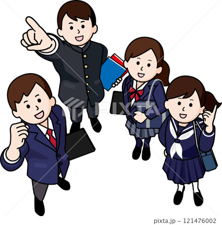 共に合格を目指す男女の学生4人 121476002