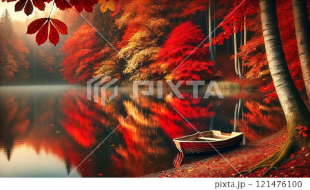 紅葉のある風景 121476100