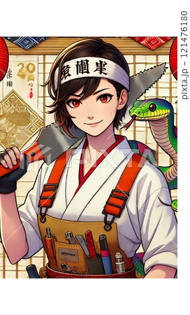 2025年巳年に初仕事する女宮大工みやちゃん 121476180
