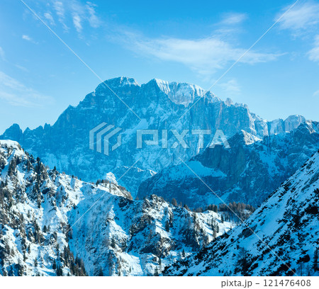 Winter view on Marmolada mountain , Italy. 121476408