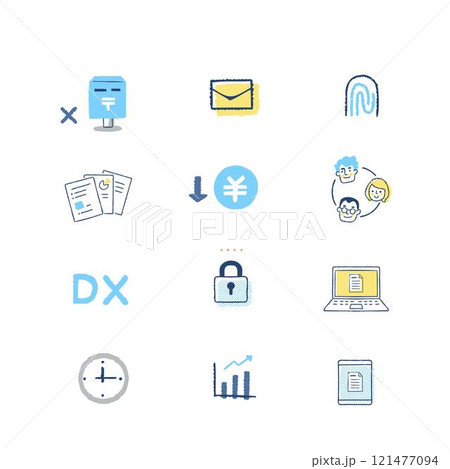 DXデジタルトランスフォーメーションイメージ　アイコンセット 121477094