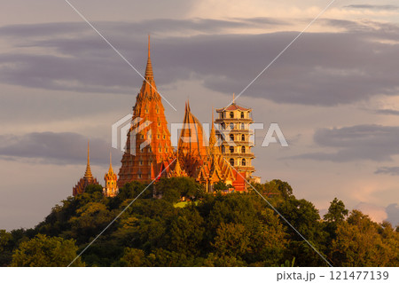Beautiful view of Wat Tham Sua from outside, Tha Muang District, Kanchanaburi Province 121477139