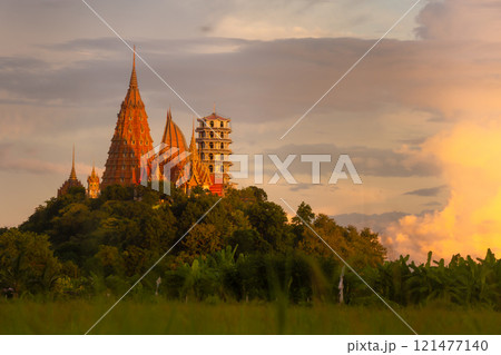 Beautiful view of Wat Tham Sua from outside, Tha Muang District, Kanchanaburi Province 121477140
