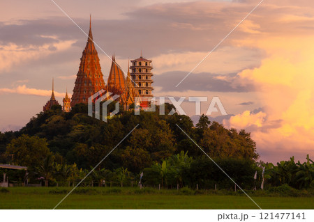 Beautiful view of Wat Tham Sua from outside, Tha Muang District, Kanchanaburi Province Beautiful view of Wat Tham Sua from outside, Tha Muang District, Kanchanaburi Province 121477141