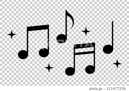 音符　キラキラ　あしらい　イラスト　ベクター　黒 121477256