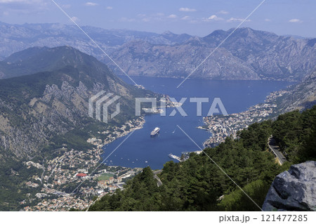 Montenegro, Kotor, View of the Bay of Kotor from the Mountain. 121477285