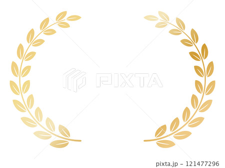 月桂冠　金色　シンプル　フレーム　左右　葉っぱ 121477296