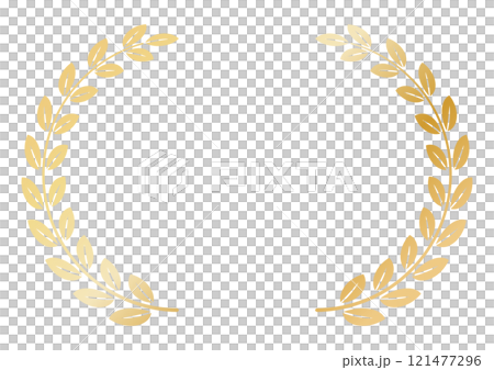 Laurel wreath, gold, simple, frame, left and right, leaves 121477296