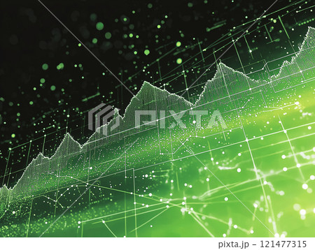 A digital stock market chart with glowing green data points A digital stock market chart with glowing green data points 121477315