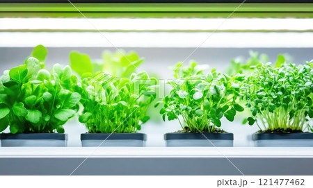 Small Indoor Plants Displaying Various Green Shades 121477462