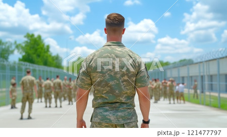 Prison surveillance by dedicated security officer 121477797