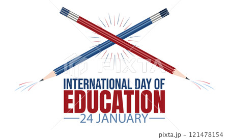 International Day of Education, January 24th, concept for education, Flat illustration, Pencil art, blue, dedicated to education, vector graphic, flat design, International Day of Education, January 24th, concept for education, Flat illustration, Pencil art, blue, dedicated to education, vector graphic, flat design, 121478154