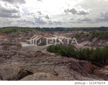 Quarry for the extraction of multi-colored clay Quarry for the extraction of multi-colored clay 121478254