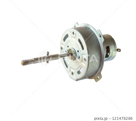 Disassembled dc motor parts for solar cell fan. 121478286