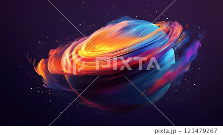 Vibrant Cosmic Nebula Abstract Planet Swirling Colors Galaxy Art 121479267