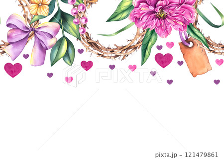 Watercolor Valentine's Day hand drawn illustration 121479861
