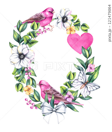 Watercolor Valentine's Day hand drawn illustration 121479864