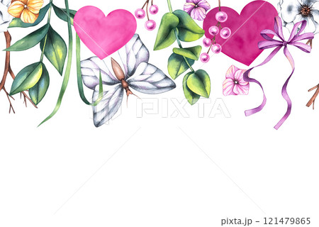 Watercolor Valentine's Day hand drawn illustration 121479865