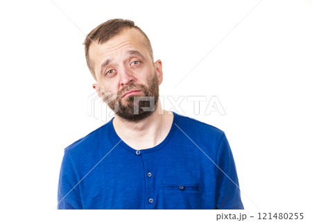 Sad worried adult man 121480255
