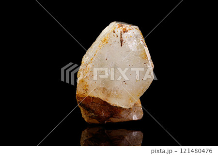 macro stone mineral quartz with galena on a black background 121480476