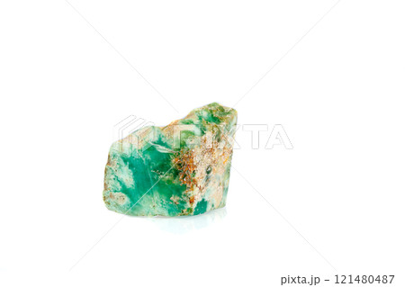 macro stone mineral Chrysoprase on a white background 121480487